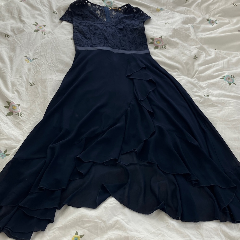 Miusol Navy High Low Lace Dress